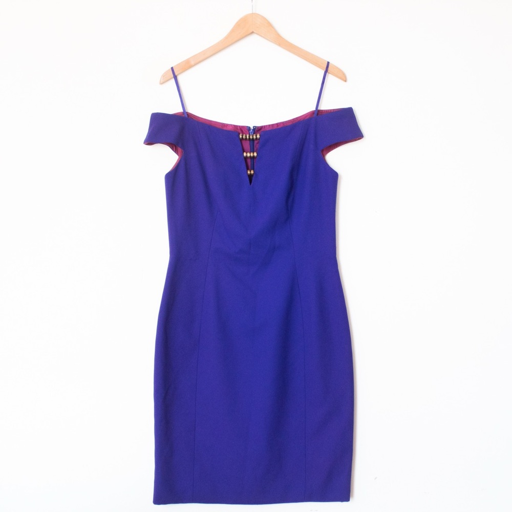 A.J. Bari | Vintage 80s/90s NWT Plum Off Shoulder Short Cocktail Dress | Size 12